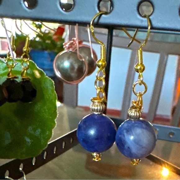 Alquimia Blue and Gold Earrings - Picture 1 of 6